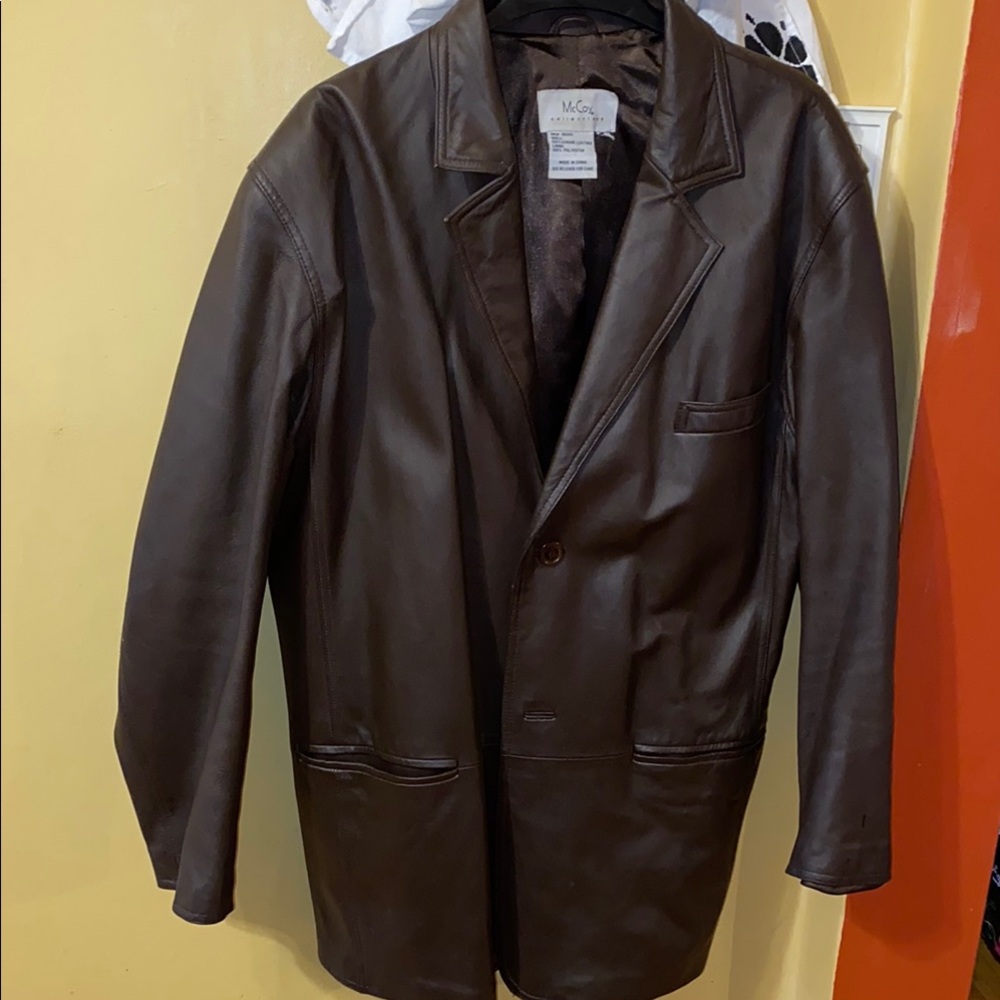 Mccoy Dark Brown Leather Trench Coat